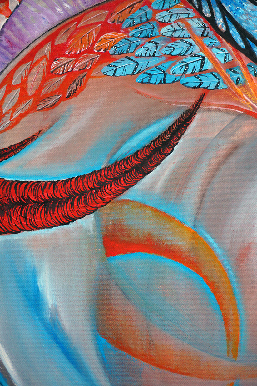 Detalle de plumas y abstracción del fondo