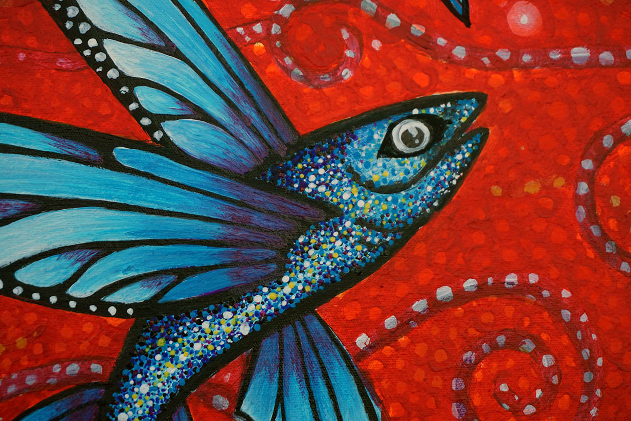 Detalle de cabeza de pez volador