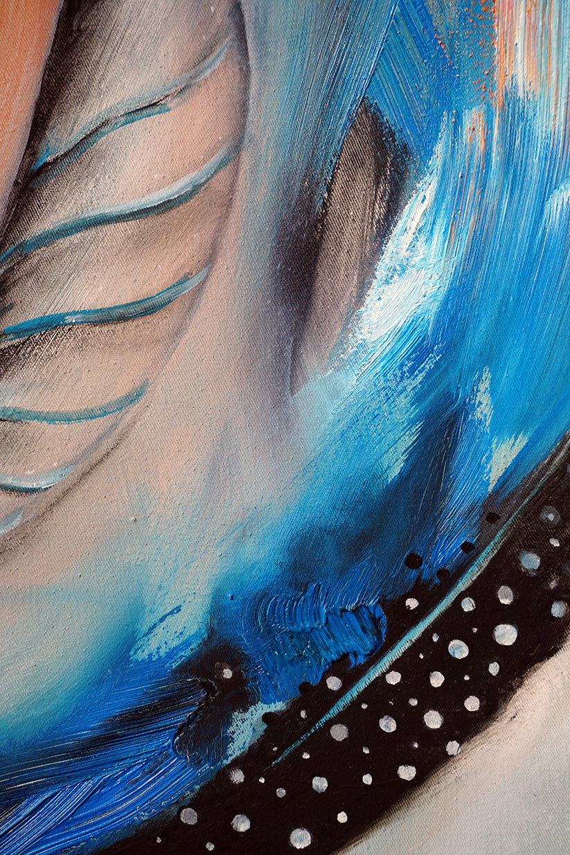 Detalle de la bstracción azul y negra de la espiral