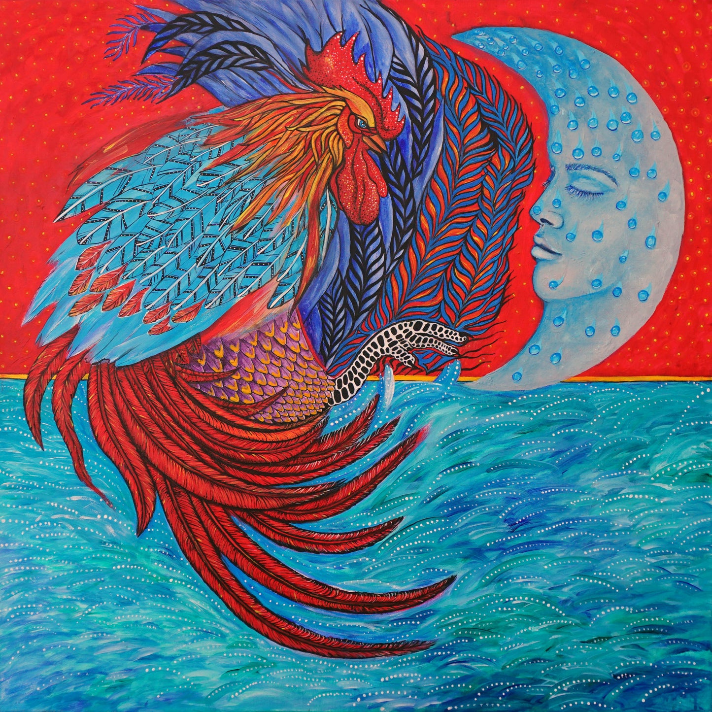 Rooster and moon
