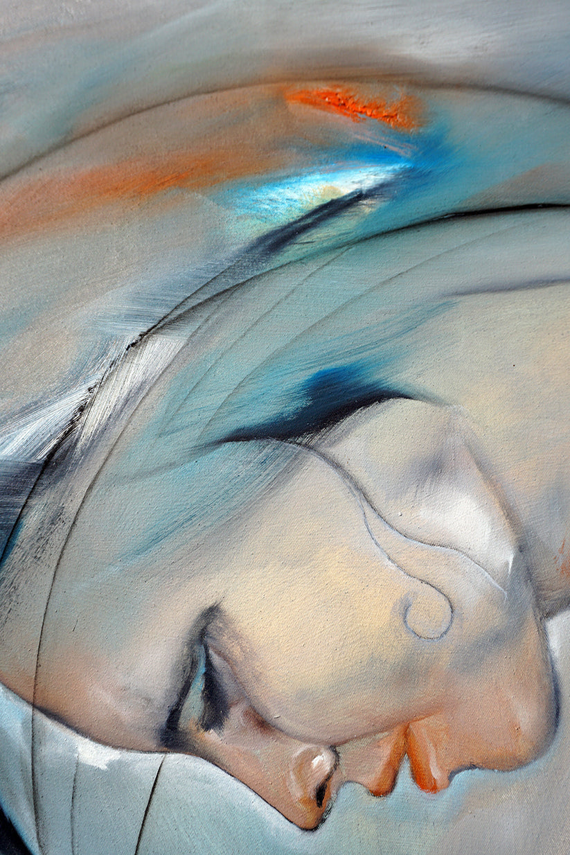 Detalle del rostro de perfil de la figura femenina 